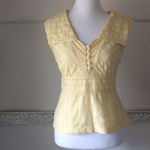Anthropologie Floreat yellow Seersucker Top